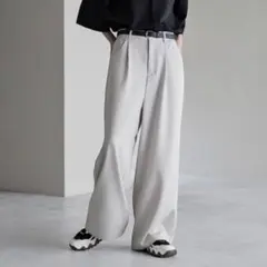 cussil クシル TRストレッチルーズシルエットハイウエストストレートパンツ