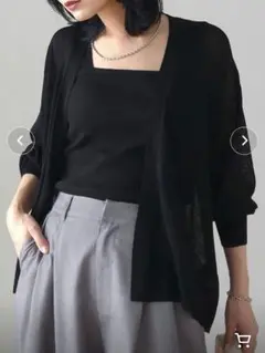 新品 推しニット ゆったりカーデ 接触冷感 UV対策 黒 薄手
