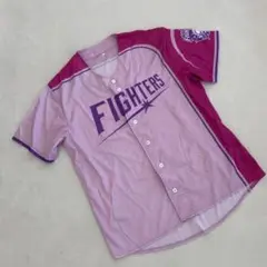 北海道日本ハムファイターズ ユニフォーム 紫 ピンク 半袖 ボタン サイズF