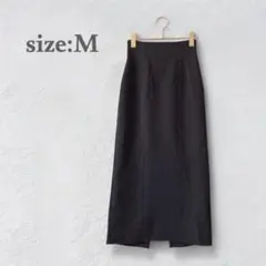 ロングスカート　タイトスカート　ブラック　黒　スリット　ウエストバックゴム　M