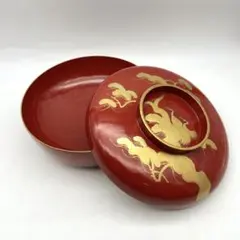 輪島塗　朱塗 大平椀　磨蒔絵 秋草の図　4客 輪島塗 朱塗 大平椀 磨蒔絵 秋草の図 4客