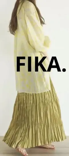 【超美品】　FIKA. フィーカ　ロングスカート プリーツスカート　イエロー
