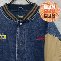 US古着◆デニム 中綿スタジアムジャケット スタジャン 企業ロゴ メンズ2XL