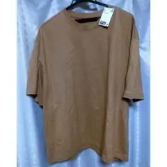 H&М Tシャツ　ベージュ　マスタード　リラックスフィット　メンズ　L XL