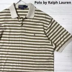 Polo by Ralph Lauren コットンリネン ボーダーポロシャツ L