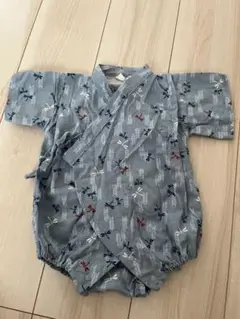 トンボ柄 グレー甚平 70cm