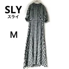 大人気【SLY】スライ　バックオープンリボン　ロングワンピース　ギンガムチェック
