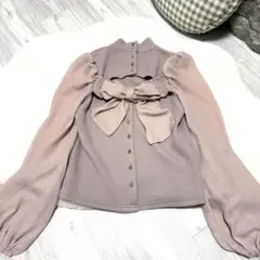BUBBLES バックリボンリブトップス　ニット