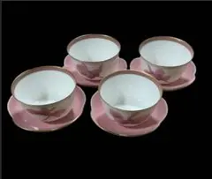 香蘭社　湯呑み　茶托　ピンク　シクラメン