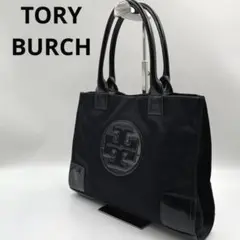 美品　トリーバーチ　エラ　ナイロントートバッグ　デカロゴ　A4可能　ブラック