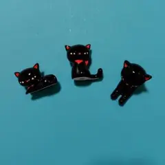 黒猫陶器ミニ置物セット　3体セット