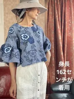 アイロンいらない！大人可愛いリップル浴衣リメイクフリル袖トップス