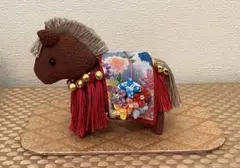ちりめん細工　干支飾り　赤ちゃん馬　茶色　No.3 収益の一部チャリティ