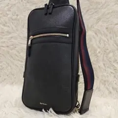 美品 ポールスミス ボディバッグ ショルダーバッグ マルチカラー シボ皮 黒