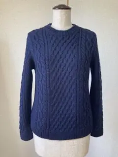 UNITED ARROWS ケーブルニット ウール100% 紺 ネイビー