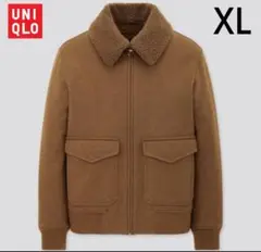 UNIQLO　エリボア　ショートブルゾン　ブラウン　XL