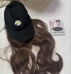 NICEHAIR 帽子ウィッグ ロング 巻き髪　ライトブラウン　かつら