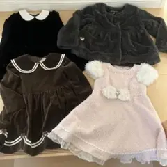 子ども服　まとめ売り　女の子　95、100 ワンピース、コート　黒、茶、ピンク