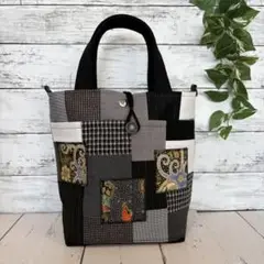 ハンドメイド トートバッグ　No.872 パッチワーク風　2wayバッグ