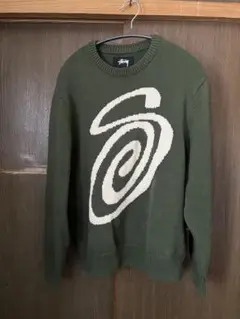 Stussy curly knitスワール　ニット セーター オリーブ　グリーン ☆人気☆【STUSSY】☆Stussy Curly S Sweate.r Green☆ニット