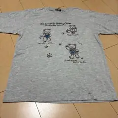い-8 OUT&IN クマイラスト Tシャツ LLサイズ グレー