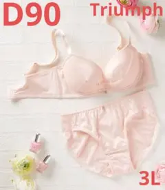 新品未使用 トリンプ D90 3L ブラジャー ショーツ ピンク 大きいサイズ2