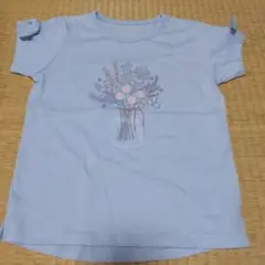 水色花束プリントTシャツ