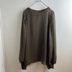 JUNOAH ジュノア シアー シフォン バルーン袖 ブラウス ブラウン L