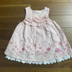 クーラクール ワンピース 袖なし ピンク レース リボン フリル【80】美品
