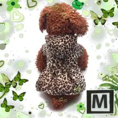 M 豹柄 赤 リバーシブル 犬服 ドッグウェア ペット アウター ダウン