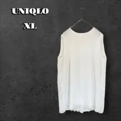 【ユニクロ】プリーツブラウス ノースリーブ 白 ホワイト 大きいサイズ XL