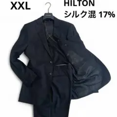 HILTON セットアップ　スーツ　シルク混　ブラック　大きいサイズ　YA8