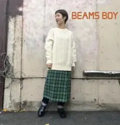 【BEAMS BOY】3ゲージ ビッグ アラン クルーネック ニット