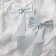 水色リボンヘアピン 2個セット アベイル avail