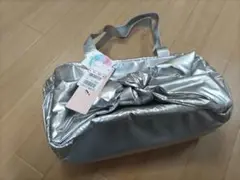 (新品)リボンデザイン　トートバッグ　シルバー