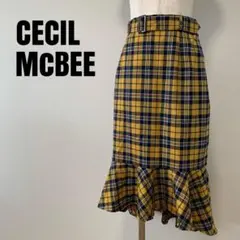 CECI MC BEE セシルマクビー　チェック柄　フレアスカート　黄色