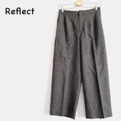 リフレクト ワイドパンツ ウール 無地 グレー シンプル　M