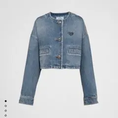 PRADA オーガニックデニム ショートジャケット Mid Blue Cropped Organic Denim Jacket | PRADA