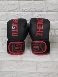 ZHENGTU ボクシンググローブ 黒 赤
