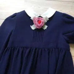 ネイビー花モチーフヘアクリップ