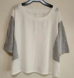 lil nina　ホワイト グレー 　異素材　トップス　Tシャツ