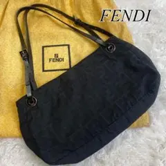 FENDI アクセサリーポーチ ズッカ柄 FF柄 シルバー金具 キャンバス 黒