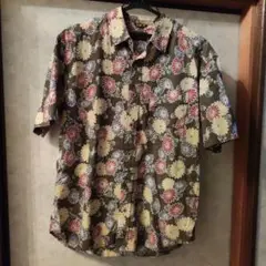 Sehar シアー　花柄 半袖アロハシャツ L　和柄