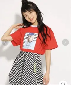 ピンクラテ　襟フリル　Tシャツ　赤　xs 150センチ