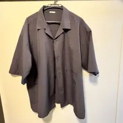 美品 GU オープンカラーシャツ メンズ 半袖 LL XL ダークグレー グレー