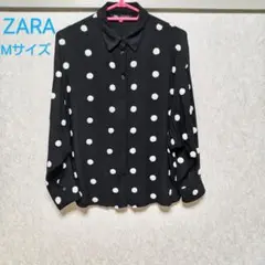 ZARA ザラ 毛糸刺繍ドット柄 長袖シャツ Mサイズ ドルマンスリーブ