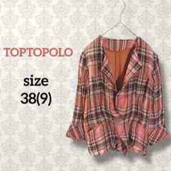 TOPTOPOLO【38】コットンリネンドッキングシャツ チェック 綿麻 日本製