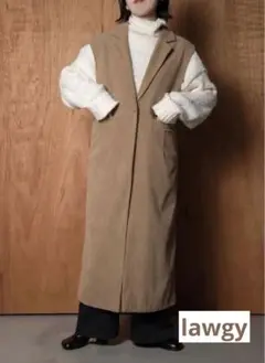 lawgy corduroy collar arrange vest ベージュ