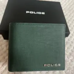POLICE グリーン メンズ二つ折り財布