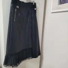 Whip Staff ブラック合皮シフォンMIXスカート